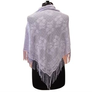 Tommy Bahama Lavender Shawl Fringe Hippie Wrap Triangle Sheer Scarf